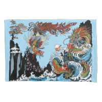 Green dragon and Feng Huang. Illustration