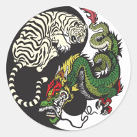 green dragon and white tiger yin yang symbol