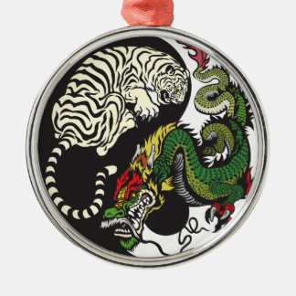 green dragon and white tiger yin yang symbol metal tree decoration