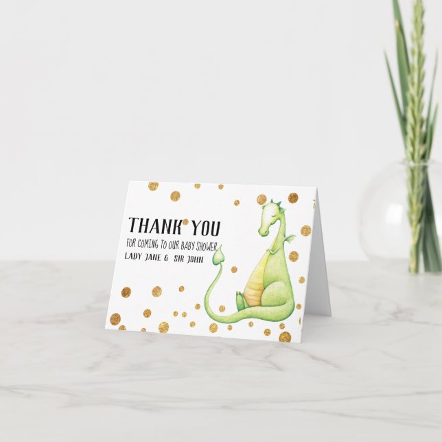 *~* Green Dragon Baby Boy Baby Shower Thank You Card (Front)