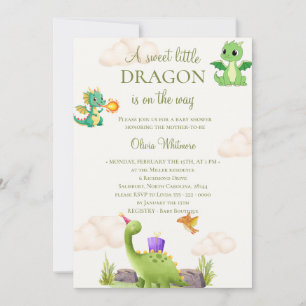 Green Dragon Baby Shower Invitation