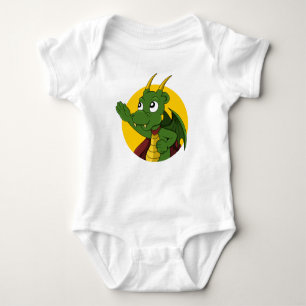 Green dragon cartoon baby bodysuit