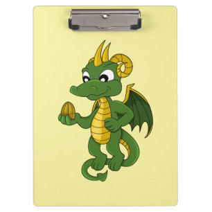 Green dragon cartoon clipboard