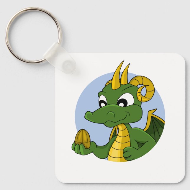 Green dragon  cartoon key ring (Front)