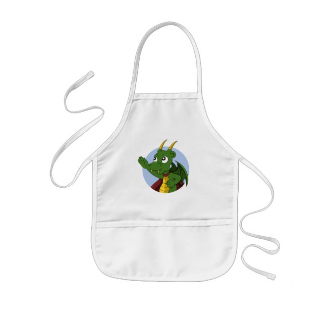 Green dragon cartoon  kids apron (Front)