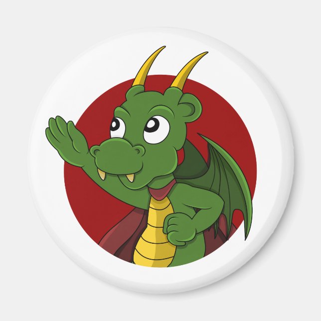 Green dragon  cartoon  magnet (Front)