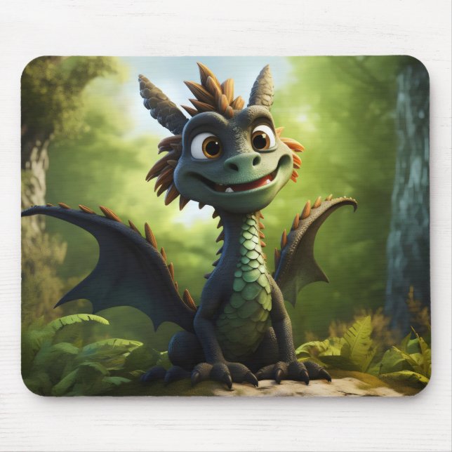 Green Dragon Cartoon Mouse Pad (Front)