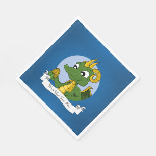 Green dragon cartoon napkin