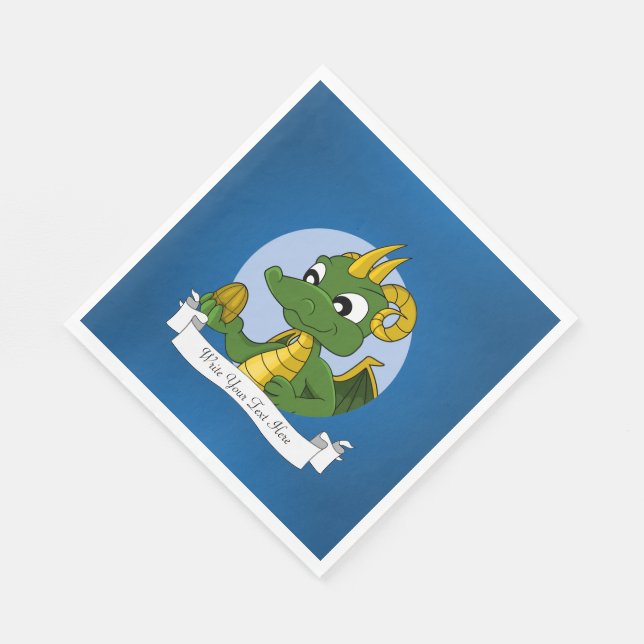Green dragon cartoon napkin (Corner)