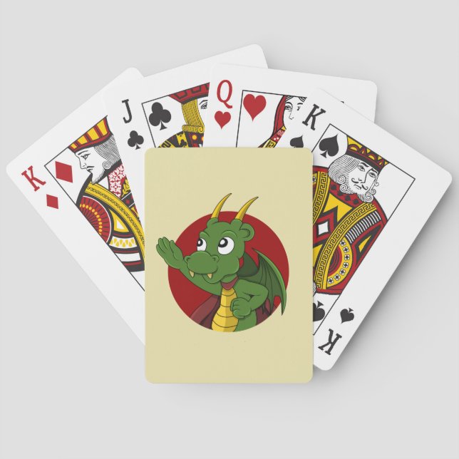 Green dragon cartoon playing cards (Back)