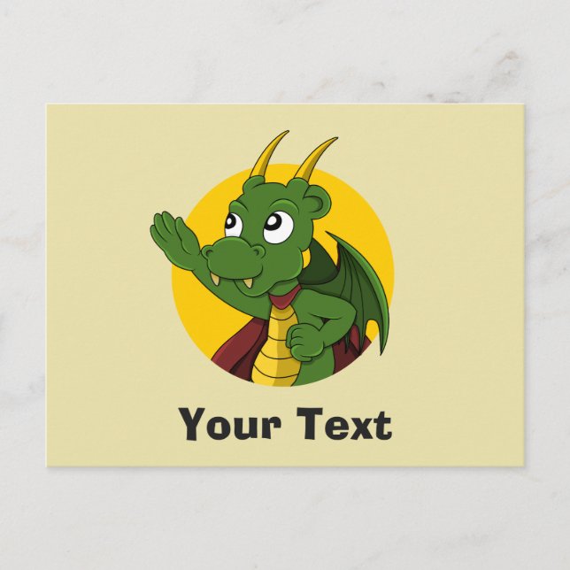 Green dragon cartoon postcard (Front)