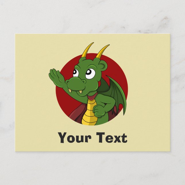 Green dragon cartoon postcard (Front)