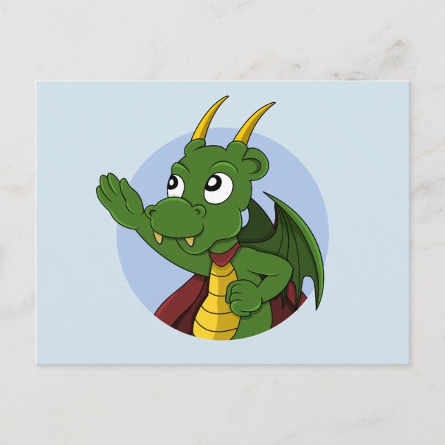 Green dragon cartoon postcard (Front)