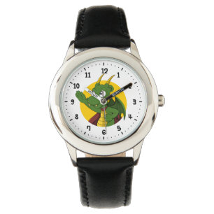 Green dragon cartoon watch