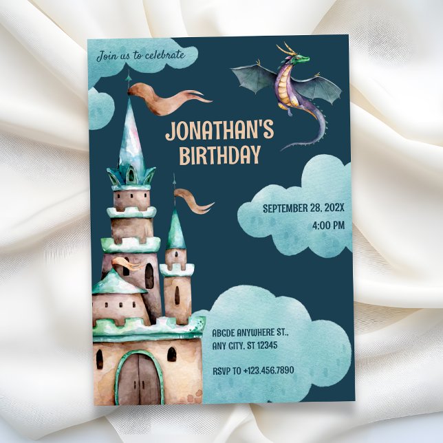 Green Dragon castle birthday Invitation (Creator Uploaded)