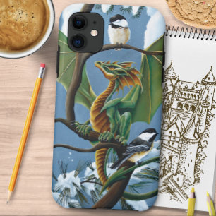 Green Dragon Chickadees Winter Case-Mate iPhone Case