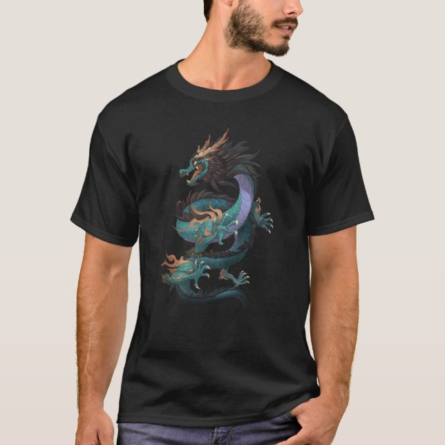 Green dragon, Chinese dragon Cartoon Comics Illust T-Shirt (Front)