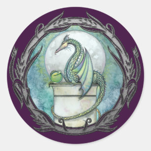 Green Dragon Gothic Fantasy Art Stickers