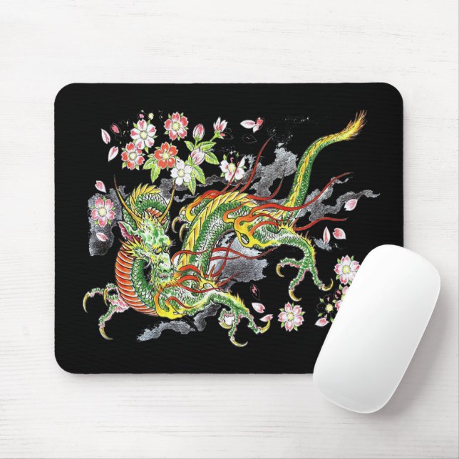 Green Dragon Mousepad III (With Mouse)
