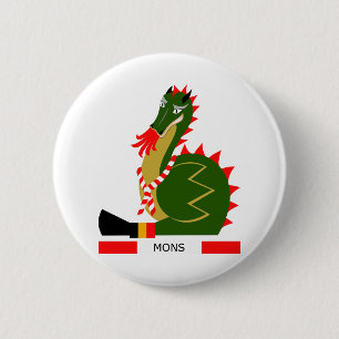 Green Dragon of city Mons, Belgium 6 Cm Round Badge