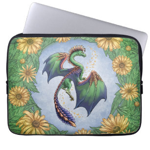 Green Dragon of Summer Nature Fantasy Art Laptop Sleeve