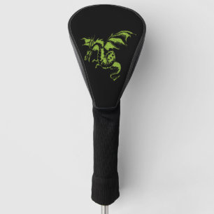 Green Dragon on Black Golf Head Cover