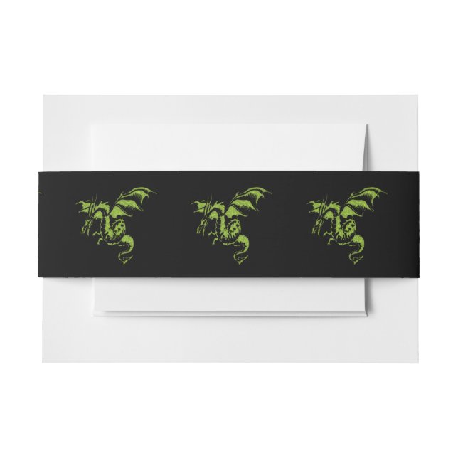 Green Dragon on Black Invitation Belly Band (Front Example)