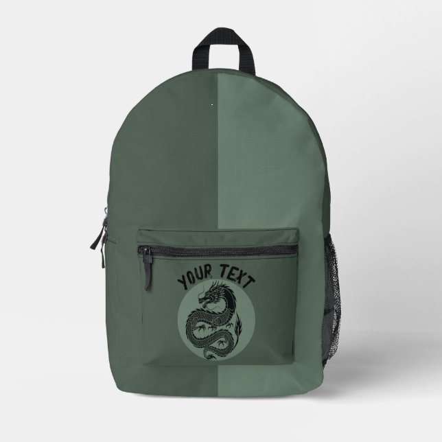 Green Dragon Print Cut Sew Bag (Front)