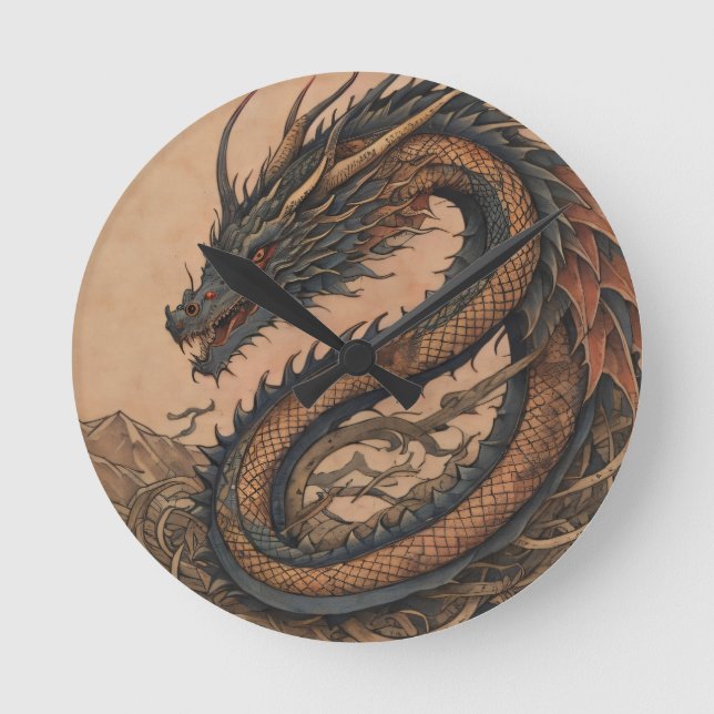 Green dragon  round clock (Front)