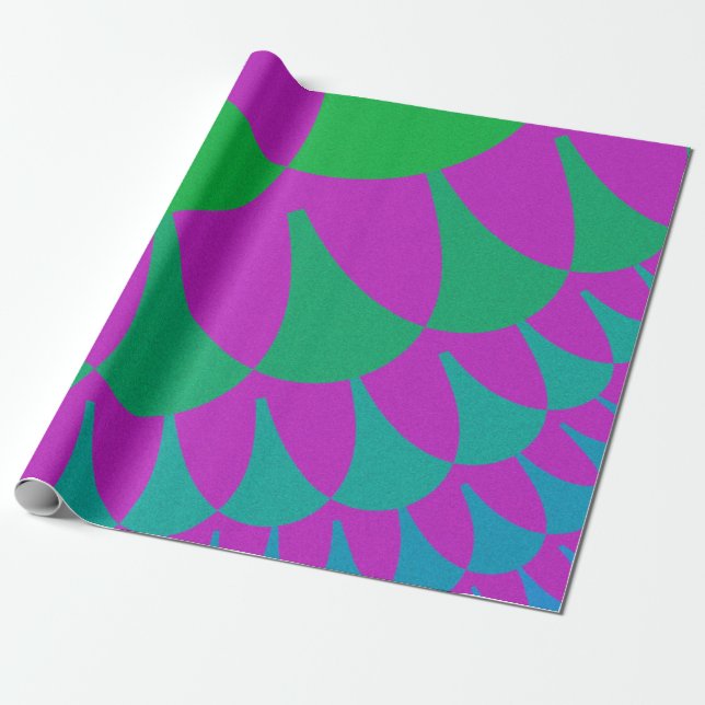 Green Dragon Scales Wrapping Paper (Unrolled)