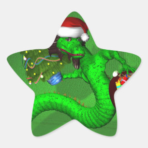 Green Dragon Star Sticker