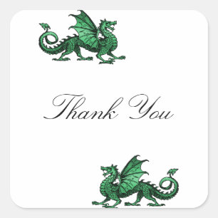 Green Dragon Thank You Stickers