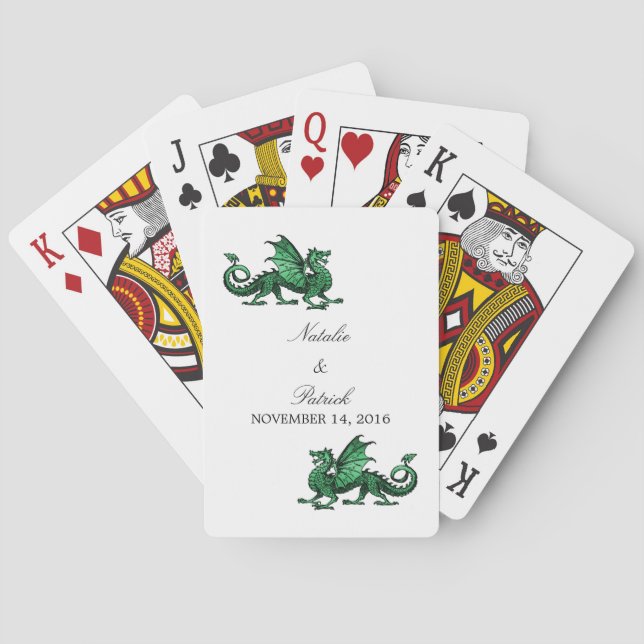 Green Dragon Wedding Playing Cards (Back)