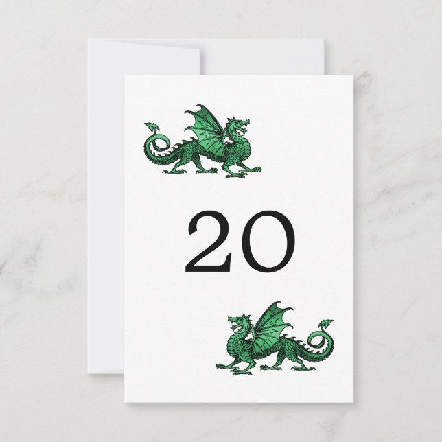 Green Dragon Wedding Table Card (Front)