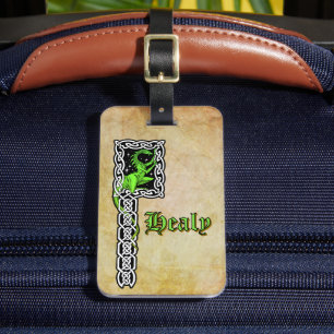 Green Dragon With Celtic Border Personalized Luggage Tag