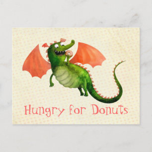 Green Dragon with Doughnut Postcard