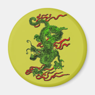 Green Dragon with Red Ribbons Apparel & Gifts Magnet