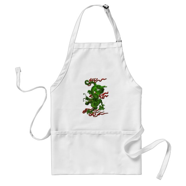 Green Dragon with Red Ribbons Apparel & Gifts Standard Apron (Front)