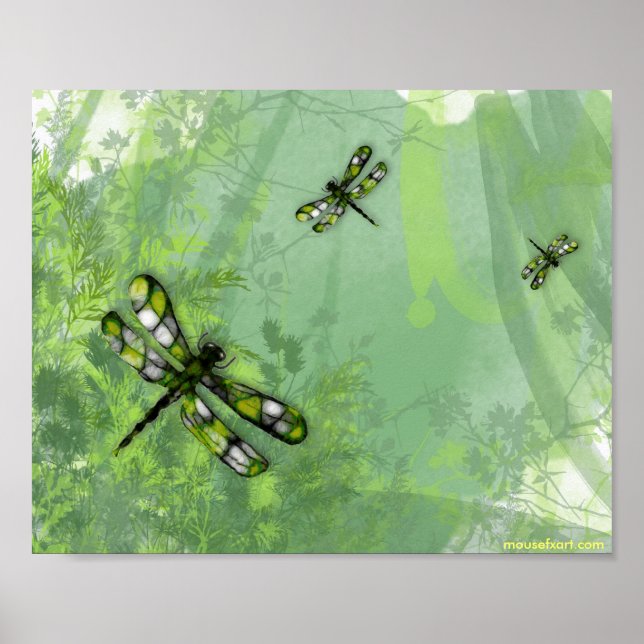Green Dragonflies Print (Front)