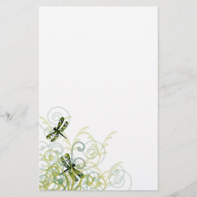 Green Dragonflies Stationery (Front)