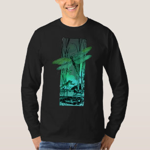 Green Dragonfly and Frog in the Pond T-Shirt