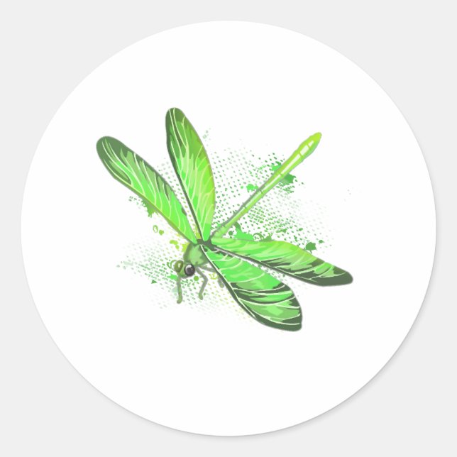 Green Dragonfly  Classic Round Sticker (Front)