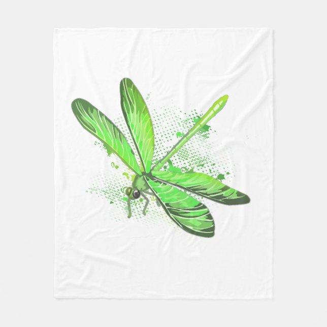 Green Dragonfly  Fleece Blanket (Front)