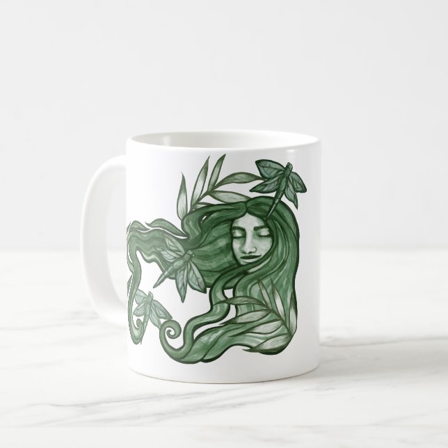 Green Dragonfly Goddess Art Dragonflies            Coffee Mug (Front Left)