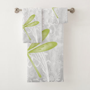 Green Dragonfly Personalised Bath Towel Set