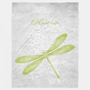 Green Dragonfly Personalised Fleece Blanket