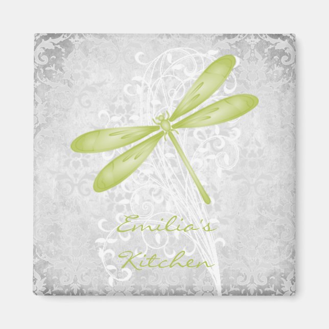 Green Dragonfly Personalised Magnet (Front)