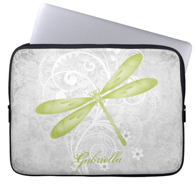Green Dragonfly Personalized Laptop Sleeve (Front)