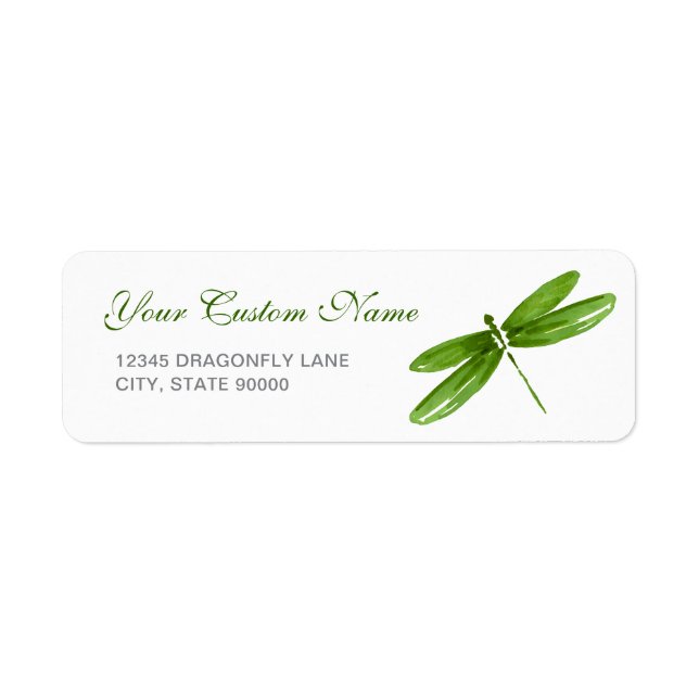 Green Dragonfly Return Address Labels Template (Front)