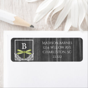 Green Dragonfly Rustic Label